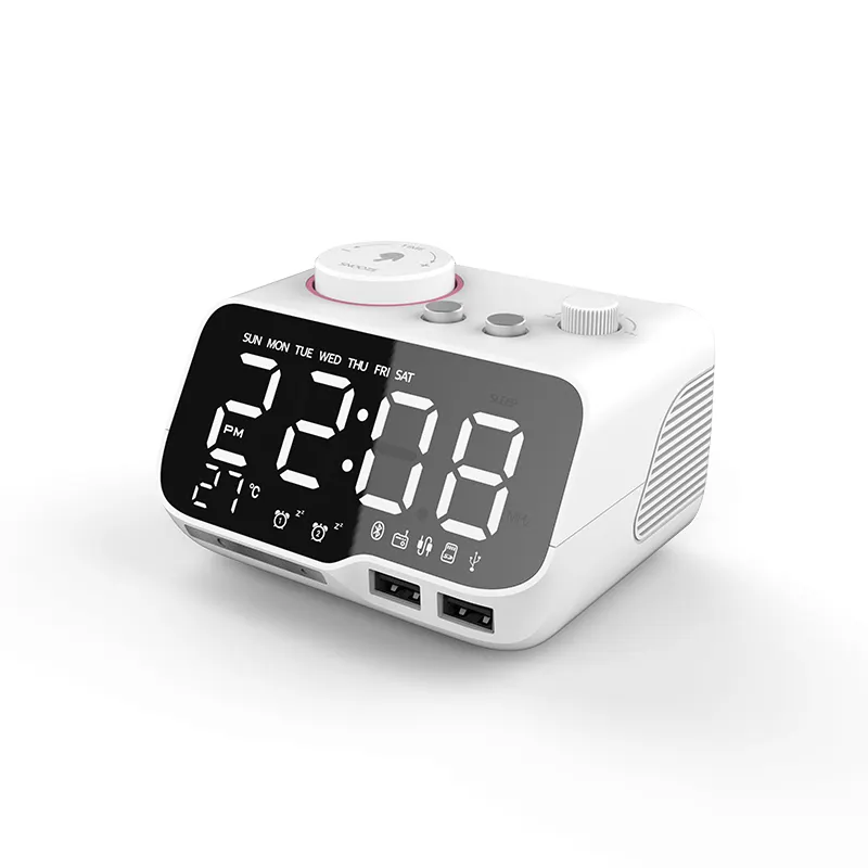 Caliente LED pantalla digital tiempo BT altavoz escritorio música sonido alarma control FM radio reloj