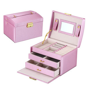Guorui boîte de rangement de <span class=keywords><strong>bijoux</strong></span> de mode de <span class=keywords><strong>grande</strong></span> <span class=keywords><strong>capacité</strong></span> avec tiroir boîte à <span class=keywords><strong>bijoux</strong></span> en cuir pu vente en gros - Product Image 1