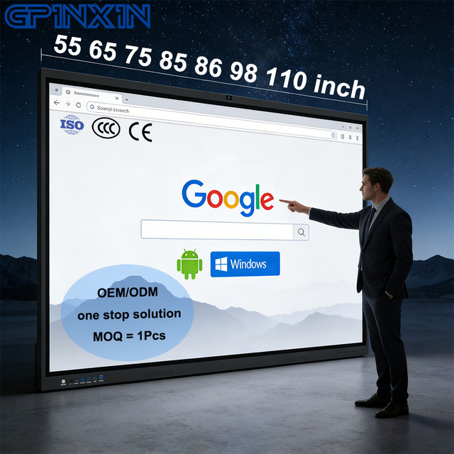 55 Inch Interactive Whiteboard for School & Anti-Glare Low Blue Light Ultra Smooth Writing Multi-Touch Dual OS Android Windows