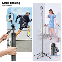 C18 Réglable Quadrupod Selfie Bâton 360 Degrés Panoramique Tir Split Mobile Téléphone Clip 1800mm Alliage D'aluminium Tige