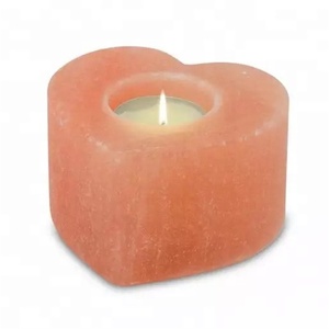 Support de bougie double pour bougies chauffe-plat en sel rose de l'Himalaya, fait main, en matériau organique, écologique, en forme de cœur - Product Image 2