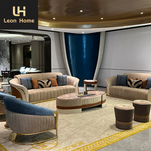 تصميم فاخر على الطراز الأوروبي جودة قماش مخملي مصمم منحنى أريكة أثاث غرفة المعيشة - Product Image 2