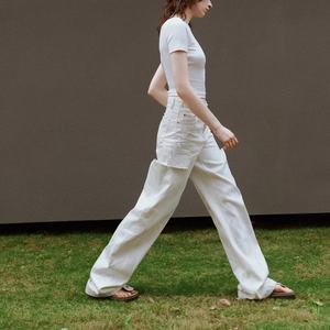 Nueva Llegada: Jeans de Pierna Ancha de Cintura Baja con Efecto Desgastado Plateado, Transpirables, Teñido con Efecto Sucio, Bolsillos Rectos, Decoración con Remaches, Primavera - Product Image 5