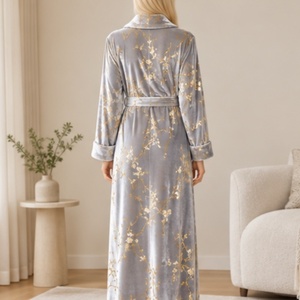 Robes en velours à manches longues pour femmes, chemises <span class=keywords><strong>de</strong></span> nuit douces et confortables, peignoirs <span class=keywords><strong>de</strong></span> haute qualité pour le printemps et l'automne, pyjamas pour femmes - Product Image 4