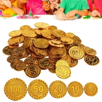 Logo personnalisé Pièces d'or Jeton de jeu PP & PS Puce de négociation Pièces de trésor de fête en plastique pour enfants Motif imprimé