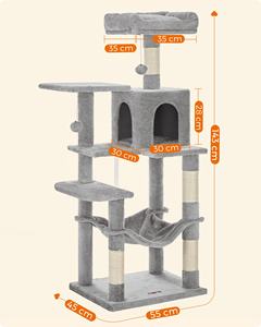 Feandrea Multi-Level Pluche <span class=keywords><strong>Cat</strong></span> <span class=keywords><strong>Condo</strong></span> Met 4 Krabpalen 143 Cm Kattentoren Activiteit Centre Klimkattenboom - Product Image 4