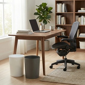Cestino per rifiuti da scrivania da 11 litri. Cestino per rifiuti in plastica DENOX bianco nero - Product Image 3