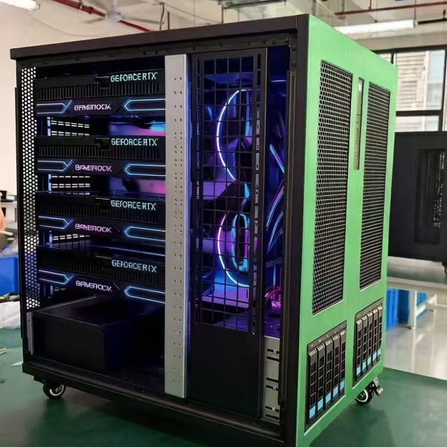 Tower 4-GPU Liquid-Cooled Server Workstation Chassis Supports 4th/5th Gen Intel Xeon Processors RTX 4090/5090 Pro 6000 Graphics