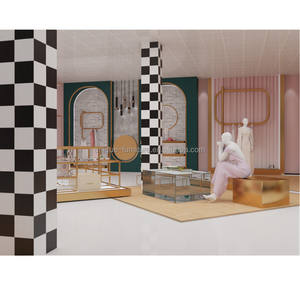 Joli <span class=keywords><strong>magasin</strong></span> <span class=keywords><strong>de</strong></span> vêtements design moderne au détail <span class=keywords><strong>magasin</strong></span> <span class=keywords><strong>de</strong></span> vêtements présentoir à chaussures étagère murale avec table <span class=keywords><strong>de</strong></span> présentation - Product Image 1