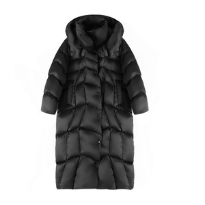 Veste matelassée chauffante pour <span class=keywords><strong>femme</strong></span>, <span class=keywords><strong>longue</strong></span>, imperméable, à capuche, hiver 2025, noire, polyester/coton - Product Image 6
