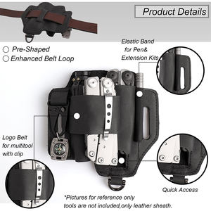 Organisateur de ceinture EDC en cuir personnalisable, étui multi-outils avec support pour lampe torche et boucle pour stylo, compatible avec les ceintures de 1,7 pouce, OEM/ODM - Product Image 3