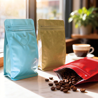 Sachet d'emballage Doypack à fond plat en aluminium refermable avec fermeture éclair, imprimé sur mesure, pour café et thé