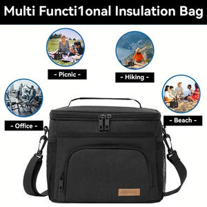 कस्टम लोगो पोर्टेबल लंच कूलर बैग नए डिजाइन मल्टीफंक्शन हैंड-आयोजित पॉलिएस्टर लंच बैग पिकनिक के लिए पत्र पैटर्न के साथ - Product Image 4