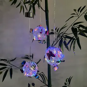 Lanterne Solaire Suspendue en Forme de Papillon, Boule Lumineuse en Maille Plastique avec Fil de Cuivre LED, Étanche, <span class=keywords><strong>D</strong></span>écorative <span class=keywords><strong>pour</strong></span> Jardin et Arbre - Product Image 4