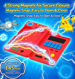 <span class=keywords><strong>Porte</strong></span>-cartes PTCG portable en PLA imprimé en 3D avec fermeture magnétique puissante et sangle de maintien, cadeau idéal pour les fans de PCTG - Product Image 4