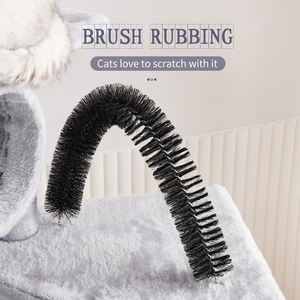 Menara pohon pendakian kucing rumah tangga dan tiang penggaruk dilengkapi dengan sikat dan rumah kucing - Product Image 6