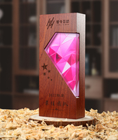 Trophée en bois personnalisé avec impression UV, gravé à la main, style sportif, pour anniversaire d'entreprise et événements