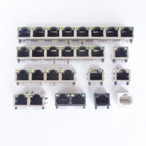 Вертикальный многопортовый гнездовой разъем 10g rj45 нового типа со светодиодной подсветкой