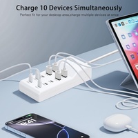 Pengisi Daya USB Multi Cepat 60w 10 Port Stasiun Pengisian Daya USB Multiport Pengisi Daya Desktop