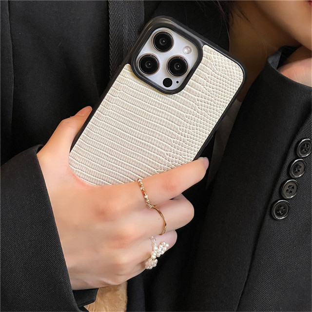 Luxury 3D Chic Lizard Texture Pattern Leather Silicone Soft Phone Case for iphone 16 13 14 15Pro Max Shockproof Back Cover Funda