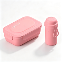 Boîte à lunch bento 3 compartiments 200 ml avec bouteille d'eau 360 ml et cuillère, en PP de qualité alimentaire, anti-fuite