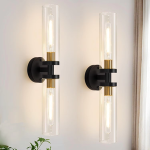 Appliques murales <span class=keywords><strong>de</strong></span> <span class=keywords><strong>salle</strong></span> <span class=keywords><strong>de</strong></span> <span class=keywords><strong>bain</strong></span> noires, dorées, argentées, à câblage direct, en verre transparent et métal, éclairage <span class=keywords><strong>de</strong></span> <span class=keywords><strong>miroir</strong></span> <span class=keywords><strong>pour</strong></span> <span class=keywords><strong>salle</strong></span> <span class=keywords><strong>de</strong></span> <span class=keywords><strong>bain</strong></span>, couloir, chambre à coucher - Product Image 1