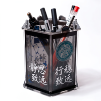 Support de stylo en acrylique personnalisé OEM, écologique, avec motifs et textes imprimés UV, découpé CNC – Article de collection artistique