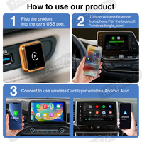 GRANDNAVI Mini Dongle USB Portátil Inalámbrico CarPlay Android Auto Mirror Link Control de Volante Manos Libres BT