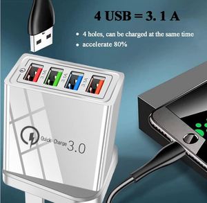 Multi USB <b>Plug</b> Charger <b>UK</b> 4-Port USB Wall Charger QC 3.0 3.1A Fast Charging With <b>Smart</b> Device-Adaptive for All Smartphone - Product Image 3