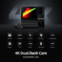 DDPAI Z50 Pro 4K 2160P Perekam Mengemudi dengan Penglihatan Malam 360 Derajat Depan dan Belakang, DVR Parkir 24 Jam, Dual Dash Cam dengan GPS