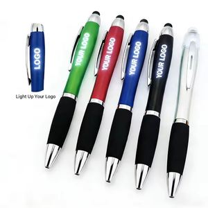 Promotional <b>Cheap</b> Custom Laser logo Printed <b>Led</b> <b>Light</b> up Plastic Active Soft Touch Stylus Ball Pen 3 in 1 Ballpoint Pen - Product Image 2