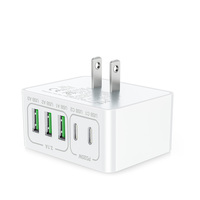 OEM ODM 35.5W GaN Pengisi Daya Multi Port 3USB-A 2USB-C PD Adaptor Pengisian Cepat Colokan UK/US/EU Pengisi Daya Dinding untuk Ponsel iPhone Laptop