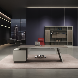 Grand <span class=keywords><strong>bureau</strong></span> de direction en L 2,4-<span class=keywords><strong>3M</strong></span> 1800D, poste de travail de salle de réunion exécutif avec armoire latérale multi-tiroirs verrouillable intégrée - Product Image 4