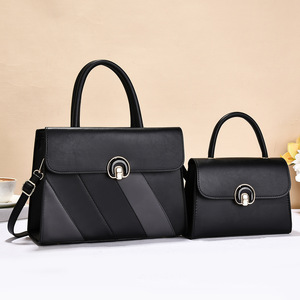 Ru Shi Two Piece Mother Daughter <b>Bag</b> Set Tan Color Block Striped Handbag Everyday Casual <b>Shoulder</b> Crossbody Winter 2025 Big Size - Product Image 3