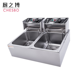Acier inoxydable Commercial Électrique Friture <span class=keywords><strong>Friteuse</strong></span> De Pommes De Terre Machine À Frire Poulet <span class=keywords><strong>Friteuse</strong></span> Comptoir Double Réservoir - Product Image 1