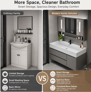 Set <span class=keywords><strong>Mobile</strong></span> <span class=keywords><strong>Bagno</strong></span> Moderno in Legno Massello di Lusso con Lavabo Sospeso - Product Image 6