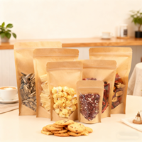 Sachet refermable en papier kraft blanc, résistant à l'humidité, pour petits emballages alimentaires, avec fenêtre, pour aliments pour bébés, chips de pommes de terre