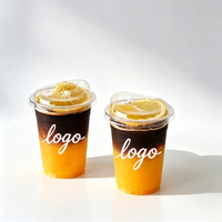 Gobelets à bulles personnalisés avec logo imprimé, jetables, avec couvercles, en plastique PET transparent, 500 ml, qualité alimentaire, pour les boutiques de bubble tea et de café.