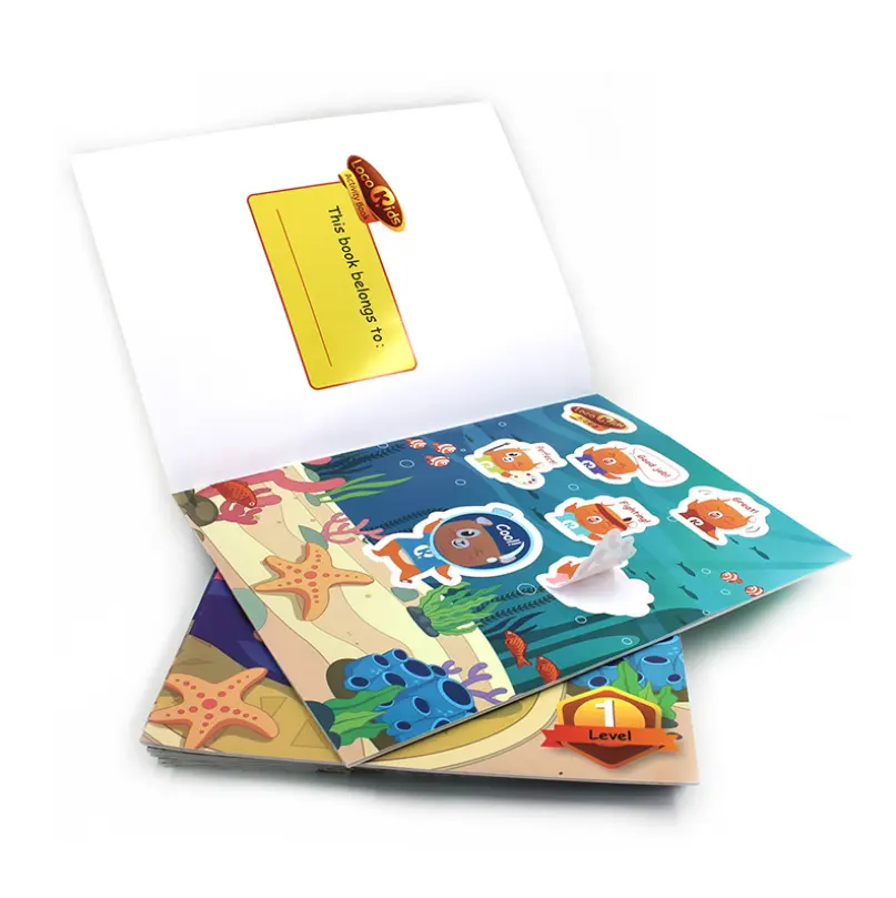 Libro de colorear personalizado para niños, libro de pegatinas educativas de encuadernación de cubierta suave, 2022
