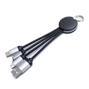 Gran oferta, logotipo personalizado gratuito, USB tipo C, 4 en 1 Micro, llavero de cable de acero inoxidable de carga rápida portátil, llavero - Product Image 4