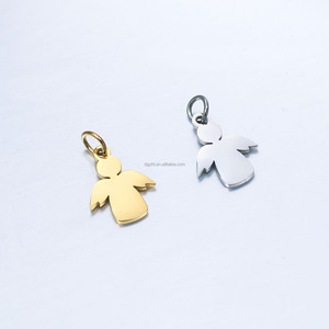 Colgantes de Ángel Grabados de Acero Inoxidable Dorado, Amuletos de Ángel Guardián <span class=keywords><strong>para</strong></span> Joyería Personalizada DIY, Regalos Conmemorativos y de Bautismo - Product Image 2