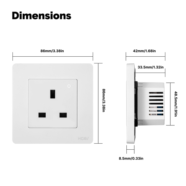 MOES Tuya Smart Wifi/Zigbee Univercail Socket With EU/US/UK Standard Smart Wall Socket 86*86mm