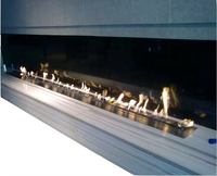 Prêt à être expédié, foyer bioéthanol moderne en acier inoxydable 304SS noir/argent de 120 cm, pour une utilisation en intérieur dans les hôtels, avec télécommande