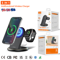 Chargeur de bureau mobile sans fil LDNIO WL02, station de charge 5 en 1, chargeur de téléphone pliable et réglable, station d'accueil pour montre