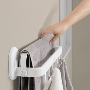 Simple Style Towel Rack 2 Bars Suction Cup Wall Mounted Bathroom Storage Organizer Shelf - Product Image 2