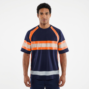 Camisetas de Trabajo de Seguridad Unisex con Cuello Redondo, Personalizables, de Alta Visibilidad, Transpirables, de Poliéster/Algodón, Manga Corta, con Letras Reflectantes - Product Image 1