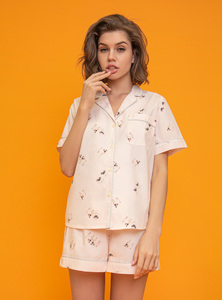 Sản xuất chuyên nghiệp giá tốt đẹp giá rẻ phụ nữ cổ áo Bộ đồ ngủ sang trọng hai mảnh Bộ quần áo nhà - Product Image 2