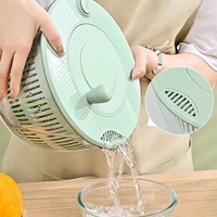 2 In 1 Zeven Afvoermand Roterende Handgreep Fruitwasmachine Snel Droge Groentesla Droger Slacentrifuge Met Groentechopper