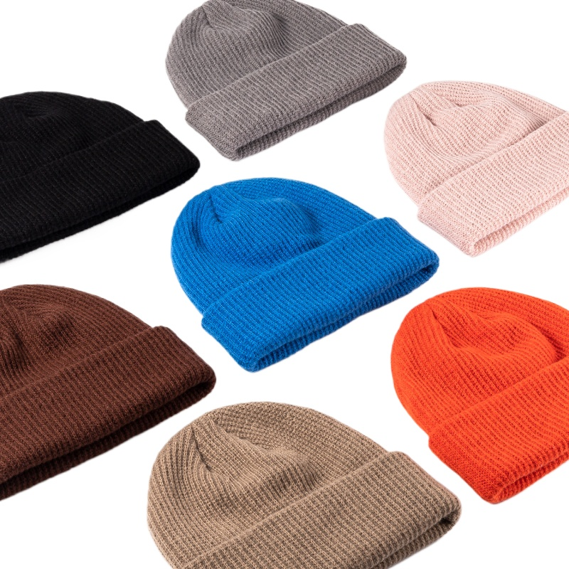 Autumn And Winter Warm Knitted Hats For Women, Versatile Plain Solid Color Acrylic Wool Hats For Men, Korean Style Knitted Hats,