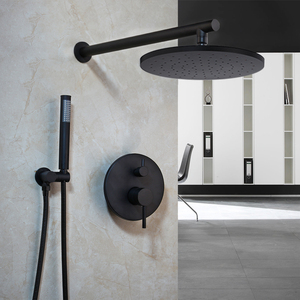 Ensembles <span class=keywords><strong>de</strong></span> robinets <span class=keywords><strong>de</strong></span> douche <span class=keywords><strong>de</strong></span> salle <span class=keywords><strong>de</strong></span> bain muraux modernes ronds noirs <span class=keywords><strong>de</strong></span> 8 pouces JN - Product Image 1